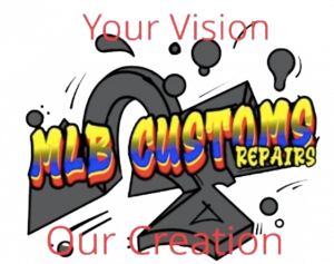 Logo for MLB Customs Repairs featuring colorful text and the tagline 'Your Vision, Our Creation'.
